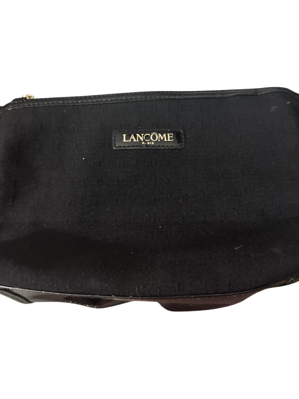 Lancome Black Cosmetic Bag gold accents medium size great condition